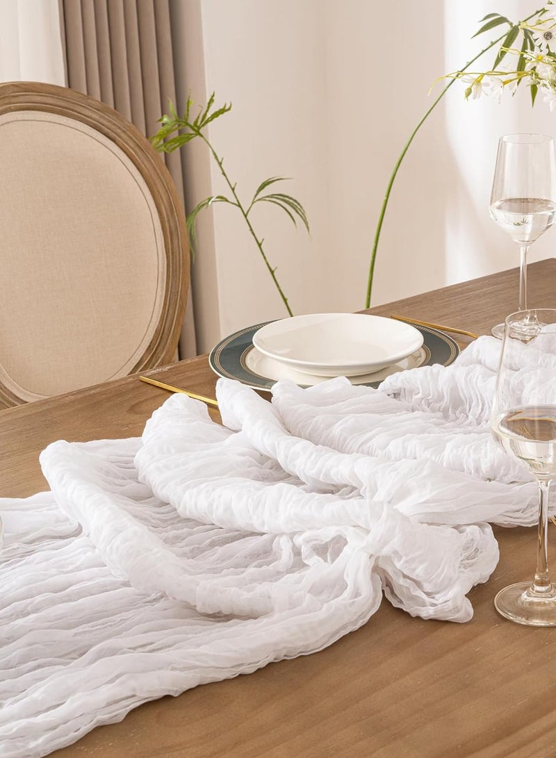 White Gauze Table Runner 4M Long Boho Cheesecloth Table Cloth Runner Sheer Table Runners for Wedding Baby Shower Party Decoration  - Image 4