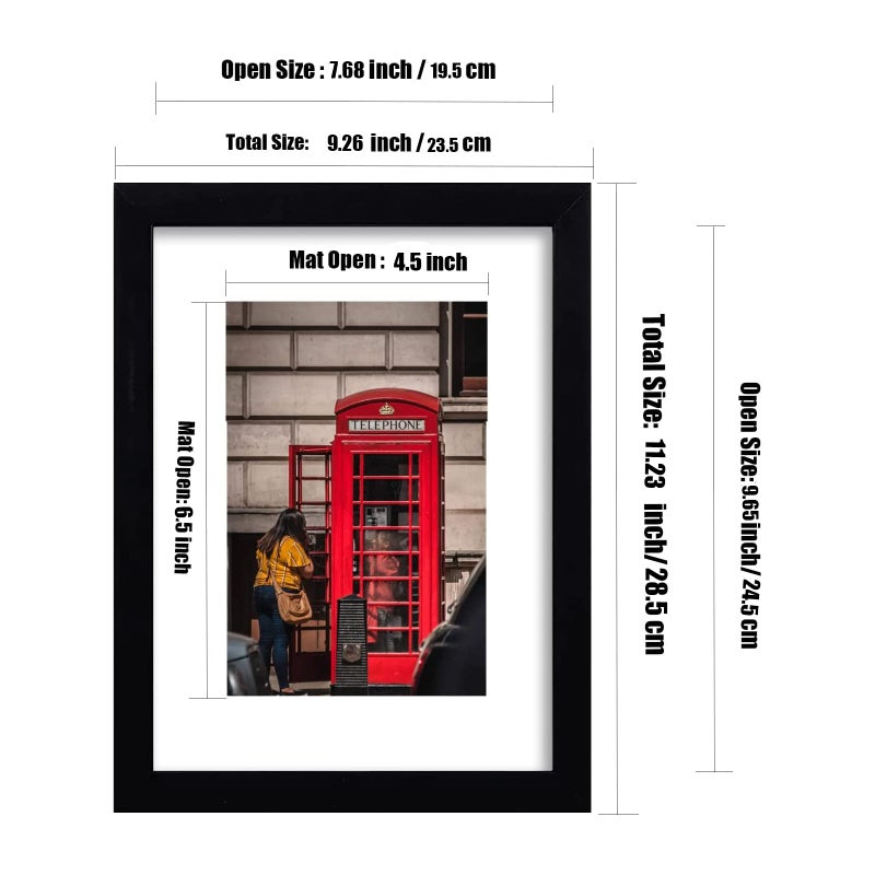 PWTAKO 8x10 إطار الصورة مجموعة من 6 صور عرض 5x7 مع حصيرة أو 8x10 بدون حصيرة لتركيب الجدار أو أعلى الجدول عرض الأسود - Image 4