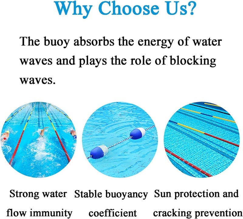 Durable Nylon Braided Float Rope for Pools, Premium Swimming Pool Safety Rope - White & Blue Lane Divider with High Buoyancy - Image 3
