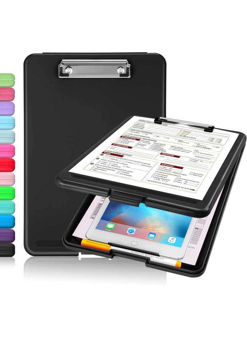 Relex Clipboard with Storage, Plastic Storage Clipboard with Low Profile Clip, Heavy Duty Nursing Clipboards Foldable, Waterproof Coaches Clipboard Case, Letter Size Smooth Writing for Work - Image 1