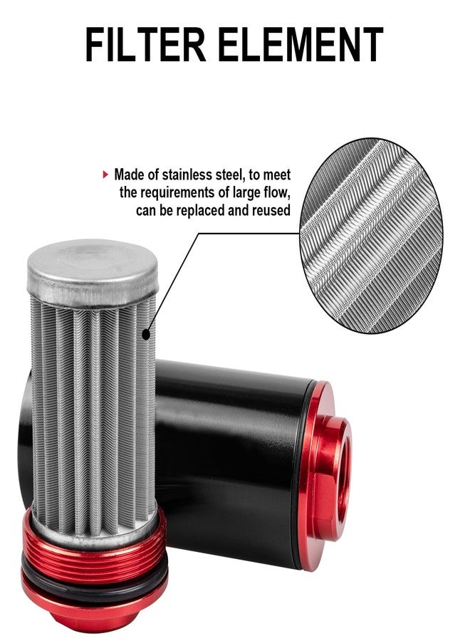 Luney 100 Micron Inline Fuel Filter, Oil Fuel Filter Kit, Automotive Replacement Fuel Filters with 6AN 8AN 10AN Adapter and 50MM Universal Mounting Bracket - Image 4