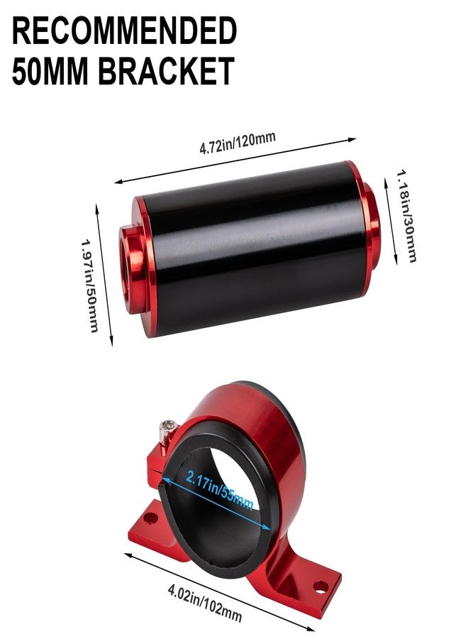 Luney 100 Micron Inline Fuel Filter, Oil Fuel Filter Kit, Automotive Replacement Fuel Filters with 6AN 8AN 10AN Adapter and 50MM Universal Mounting Bracket - Image 2