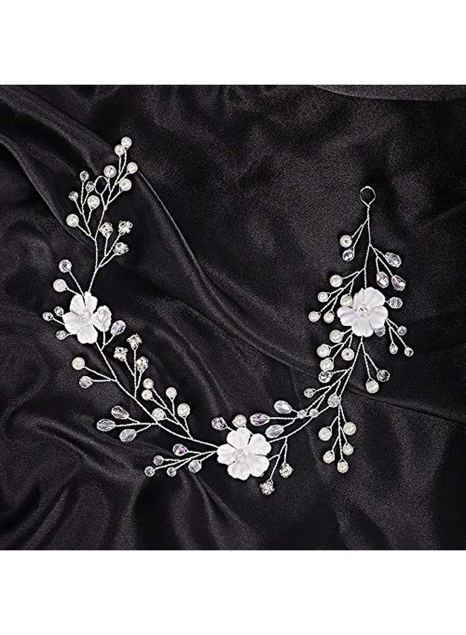 FXmimior Prom Headpiece Flower Headband Silver Hair Accessories Baby Blue Flower Hair Vine Bridal Hair Vine Head Jewelry For Woman Tiara Wedding Accessories Prom Hair Accessories - Image 4
