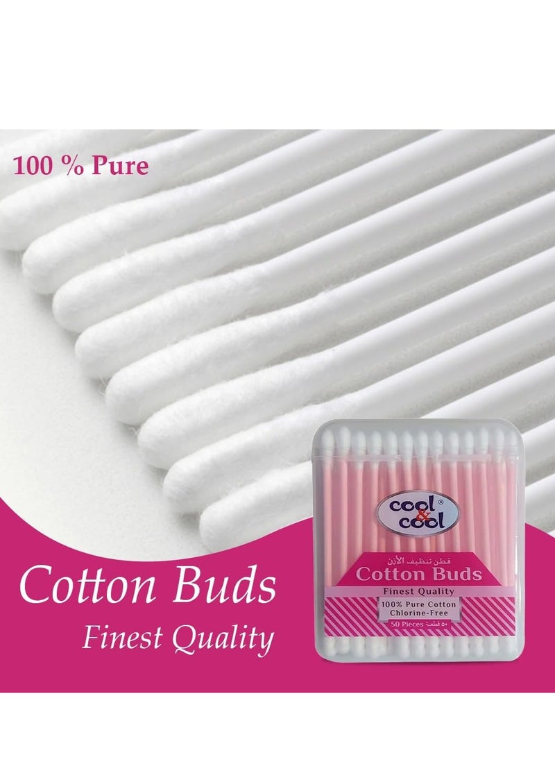 Cool & Cool Cool & Cool Paper Ear Buds - 50's - Pink - Round Thick Tips,Cotton Swabs,100% Cotton,Double Tipped,Hygienic,Gentle & Safe Swabs for Ears - Image 5
