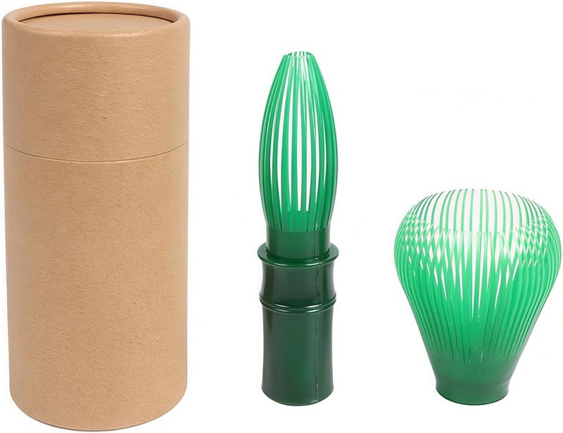 OUGETHER Resin Matcha Whisk Chasen Brush Tools for Matcha Green Tea Powder Reusable Powder Whisk with Whisk Holder Tea Ceremony (Green) - Image 3