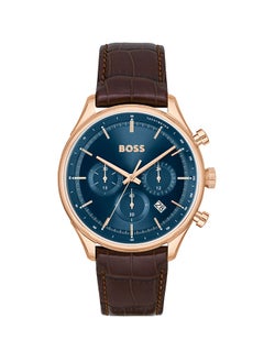 HUGO BOSS Men Chronograph Round Shape Leather Wrist Watch 45 mm  - Image 1