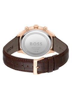 HUGO BOSS Men Chronograph Round Shape Leather Wrist Watch 45 mm  - Image 3