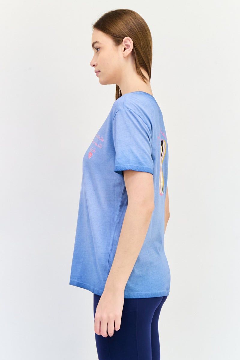 SKECHERS Women Sportswear Fit Short Sleeve Outdoor T-Shirt, Light Blue - Image 3