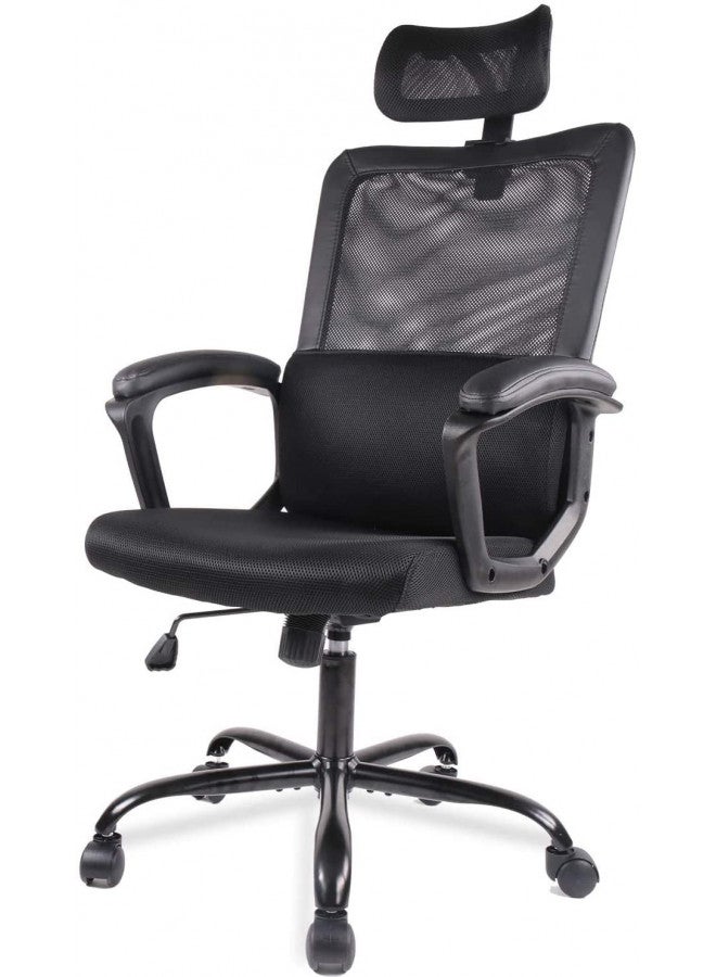 SMUG Office Chair, Ergonomic Mesh Home Office Computer Chair with Lumbar Support/Adjustable Headrest/Armrest and Wheels/Mesh High Back/Swivel Rolling (Black) - Image 1