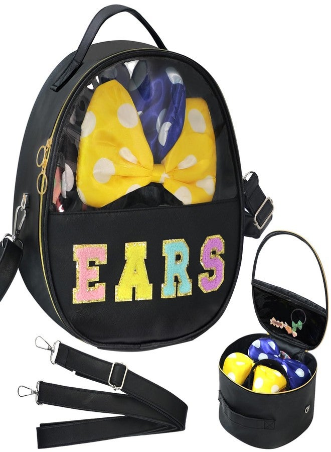 RSSCIIIUL Translucent Mouse Ears Travel Case, Chenille Letter Headband Ears Holder Waterproof Hair Accessories Organizer Storage for Women Adults Gift Large Thicken Makeup Snack Bag for Park Travel - Image 1
