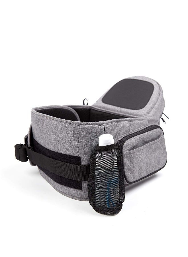 Hip Seat Baby Carrier, Ergonomic Bench Design, Adjustable Waistband, Various Pockets, Newborns to Toddlers up to 44 lbs, All-Seasons Carrier, Grey - Image 5