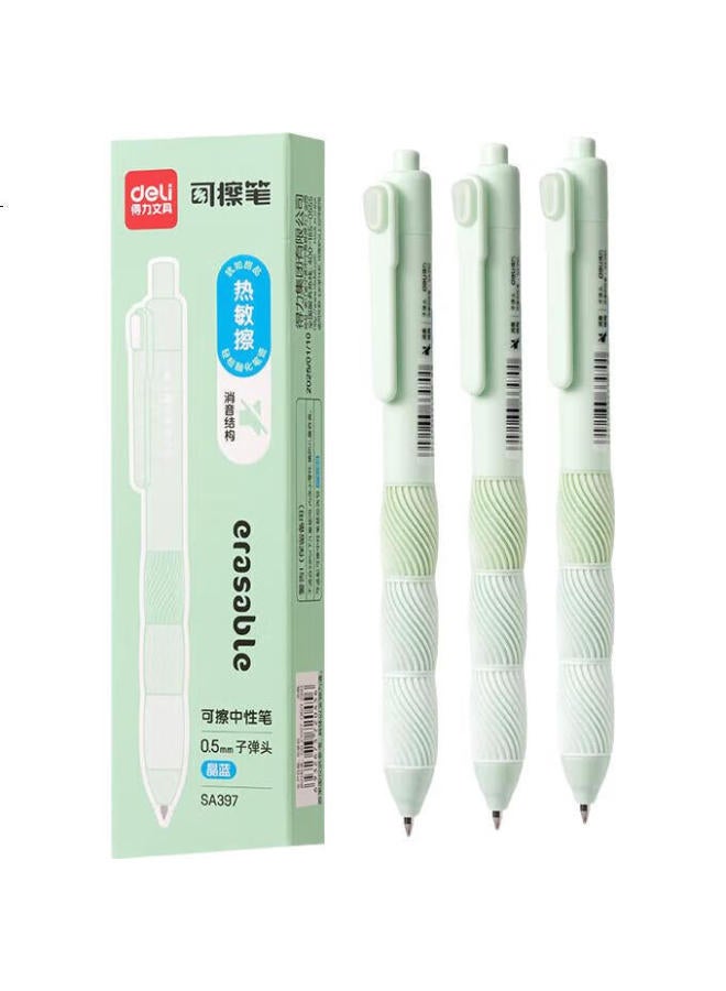 Deli Bullet Tip Heat Erasable Gel Pen 0.5Mm Crystal Blue Heat Sensitive Erasable Signature Pen 3Pcs/Box Sa397 - Image 2