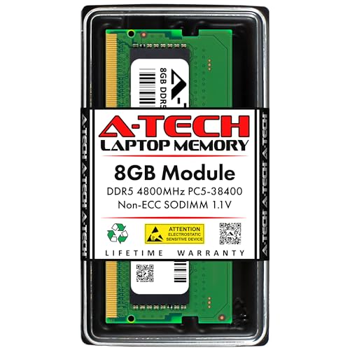 A-Tech 8GB DDR5 4800MHz PC5-38400 CL40 SODIMM 1.1V Non-ECC Unbuffered SO-DIMM 262-Pin Laptop Computer RAM Memory Upgrade Module - Image 1