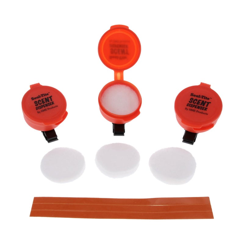 HME SealTite Scent Dispenser Pack of 3 Durable Compact EasytoUse Airtight Resealable Containers with Clips Replaceable Felts Reflective Strips