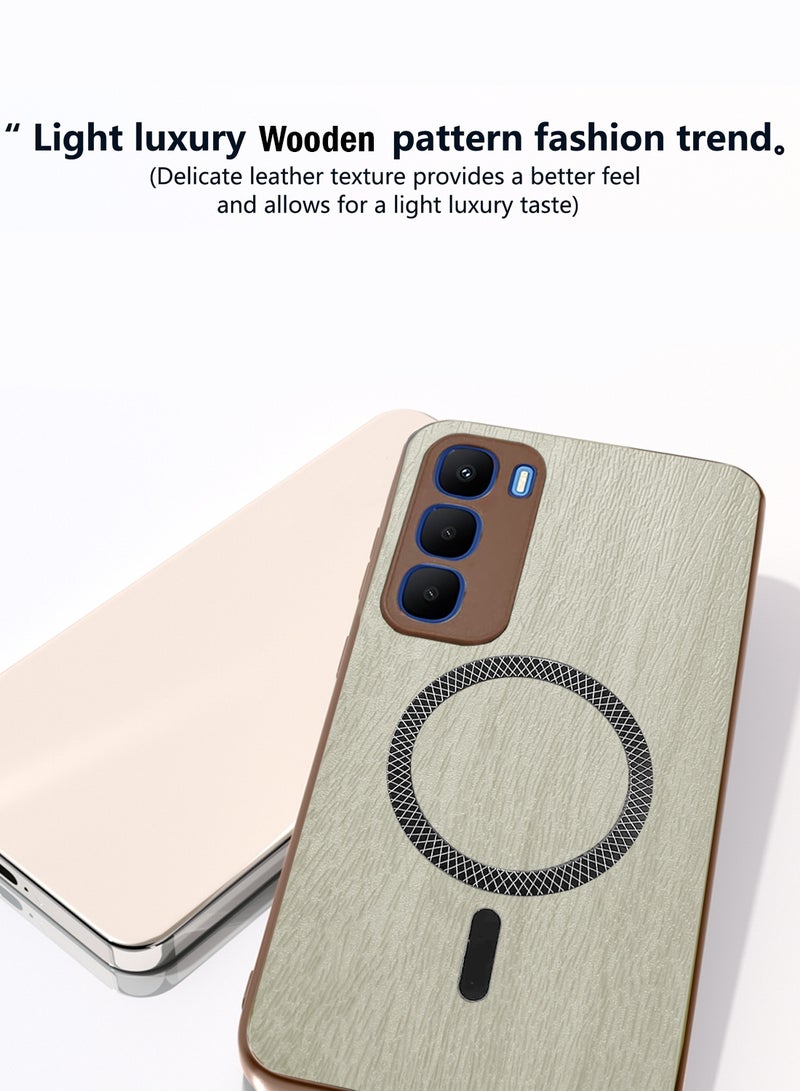 دبليو تيك غطاء خلفي صلب من خشب القيقب لهاتف Infinix Hot 60 5G 2025 بنقشة خشبية وحافظة مغناطيسية قوية وحماية للصدمات ودعم Magsafe (MCMPMN) - Image 2