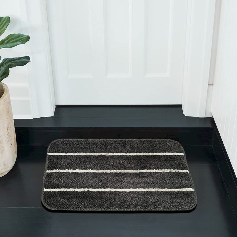 MODERN FAB mats with Anti Skid Rubber Backing,Colour Dark Grey 3 Line Set of 2 (40 x 60 cm) - Image 3