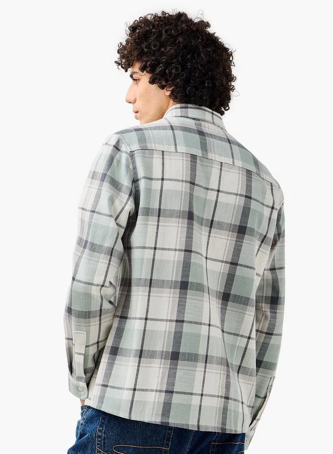 Lee Cooper  Lee Cooper Men Regular Fit Collared Checked Long Sleeves Shirt for Men | Best Price UAE