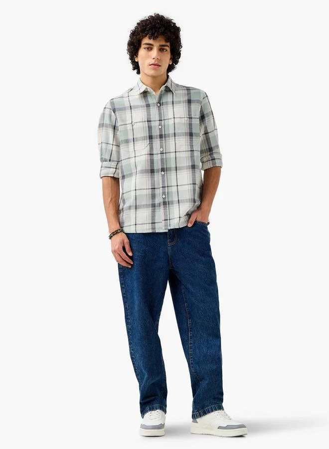 Lee Cooper Lee Cooper Men Regular Fit Collared Checked Long Sleeves Shirt