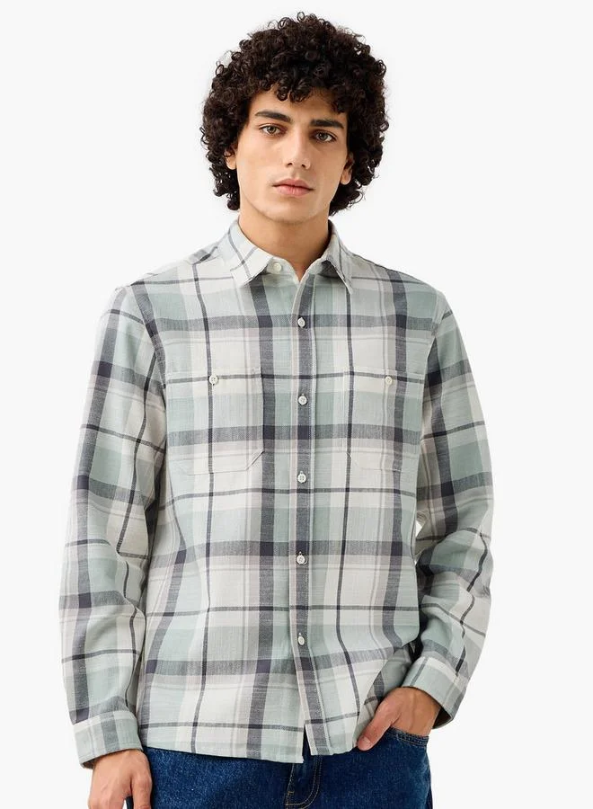 Lee Cooper Lee Cooper Men Regular Fit Collared Checked Long Sleeves Shirt