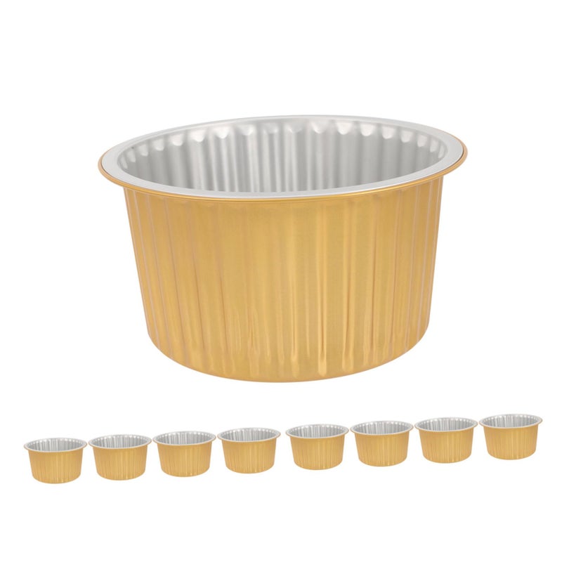 10 Pack Round Aluminum Foil Pans Disposable Ramekins For Roasting Baking Microwave Safe - Image 2