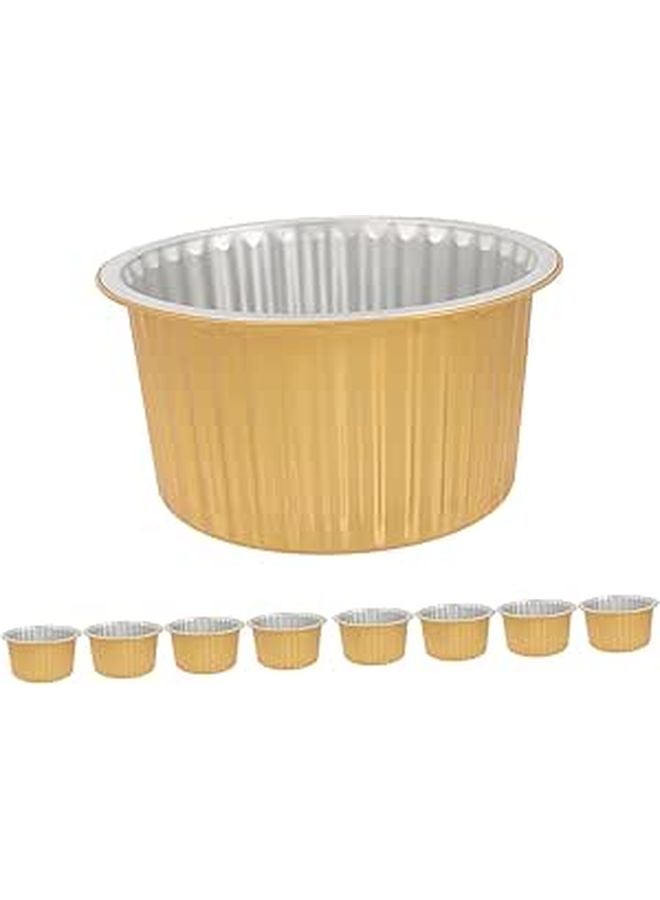 10 Pack Round Aluminum Foil Pans Disposable Ramekins For Roasting Baking Microwave Safe - Image 1