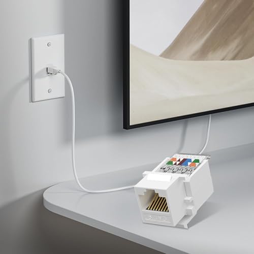 ZoeRax Ethernet Wall Plate Outlet Single Gang Matte Keystone Wall Plate with RJ45 Keystone Coupler White 2Pack - Image 3