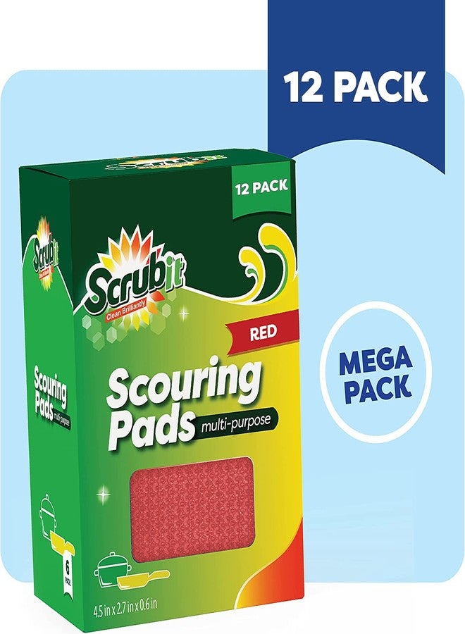 SCRUBIT Multi-Purpose Dish Scrub Sponge, Non Scratch Scouring Pads, Cleaning Sponges for pots, Dishes & Non-Stick Cookware - Pot Scrubber Sponges for Kitchen & Bathroom - 12 Pack Dish Sponge (Red) - Image 4
