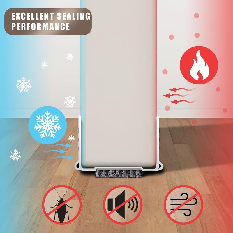 KASTWAVE Door Draft Stopper, Adjustable Felt Cloth Door Sweep Noise Blocker, Under Door Seal for Gap Insulation, Soundproof Dustproof Breeze Stopper for Interior Doors, 36.6inch (White) - Image 2