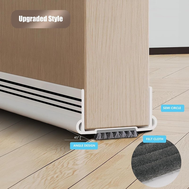 KASTWAVE Door Draft Stopper, Adjustable Felt Cloth Door Sweep Noise Blocker, Under Door Seal for Gap Insulation, Soundproof Dustproof Breeze Stopper for Interior Doors, 36.6inch (White) - Image 3