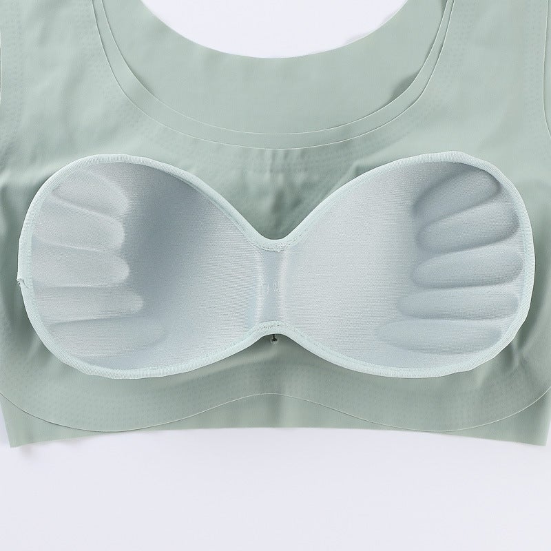 Seamless Ice Silk Sports Bra Yoga Crop Tank Pink  - Image 4