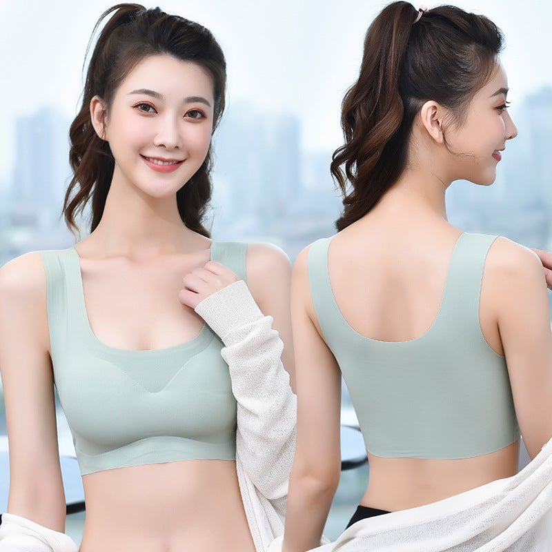Seamless Ice Silk Sports Bra Yoga Crop Tank Pink  - Image 2