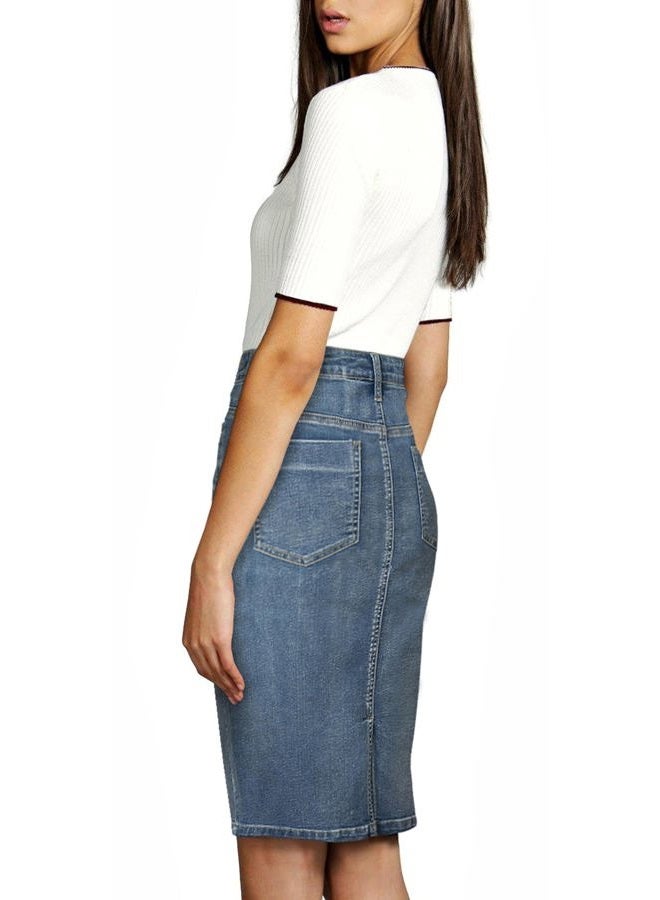 Lexi Womens Pull on Stretch Denim Skirt SKS22890 POTASSIUM 8 - Image 2