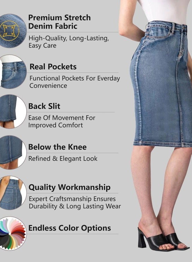 Lexi Womens Pull on Stretch Denim Skirt SKS22890 POTASSIUM 8 - Image 4