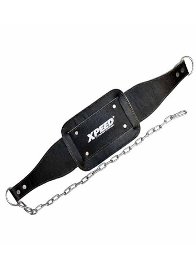 Xpeed Unisex Dipping Belt with Adjustable Heavy-duty Steel Chain for Gym & Fitness || Workout || Strength Training || Durabel & long lasting Dip Belt (Pack of 1) (Black)