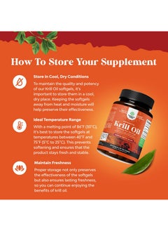 Natures Craft Antarctic Krill Oil 2000mg Softgels Per Serving - Omega 3 Krill Oil Supplement with EPA DHA & Astaxanthin for Brain Joint & Heart (60 Count (Pack of 1))  - Image 2