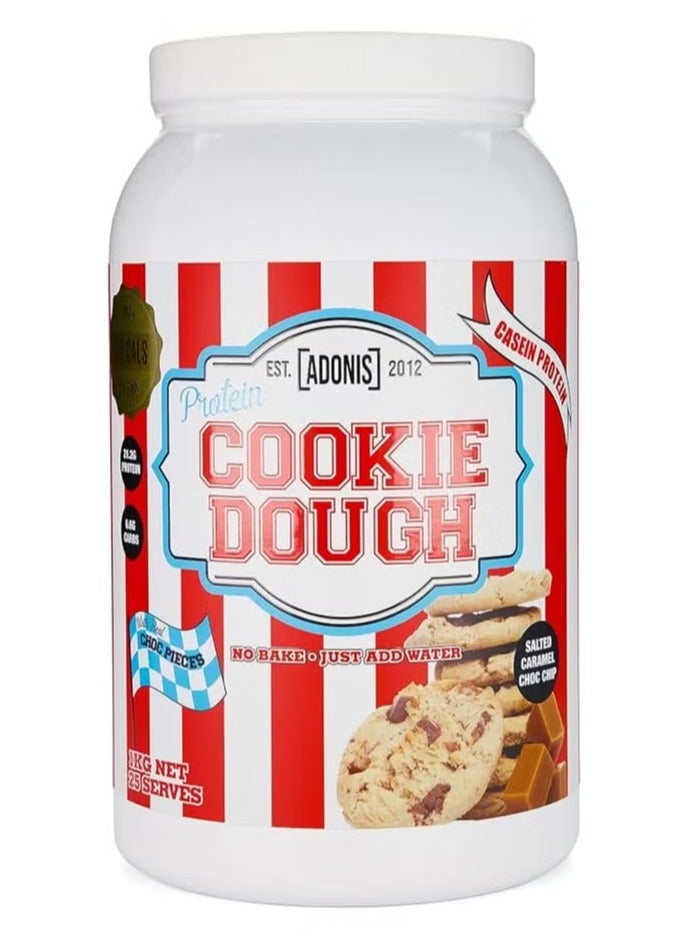 Adonis Cookie Dough, Casein Protein Salted Caramel Choc Chip Flavor, 1kg - Image 1