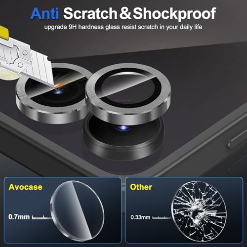 Avocase for Samsung Galaxy Z Flip 7 Camera Lens Protector, Individual Metal Ring Tempered Glass Lens Cover, [Strong Adsorption] Scratch Resistant Ultra-Thin HD Clear Lens Cover, 1 Set-Black - Image 3