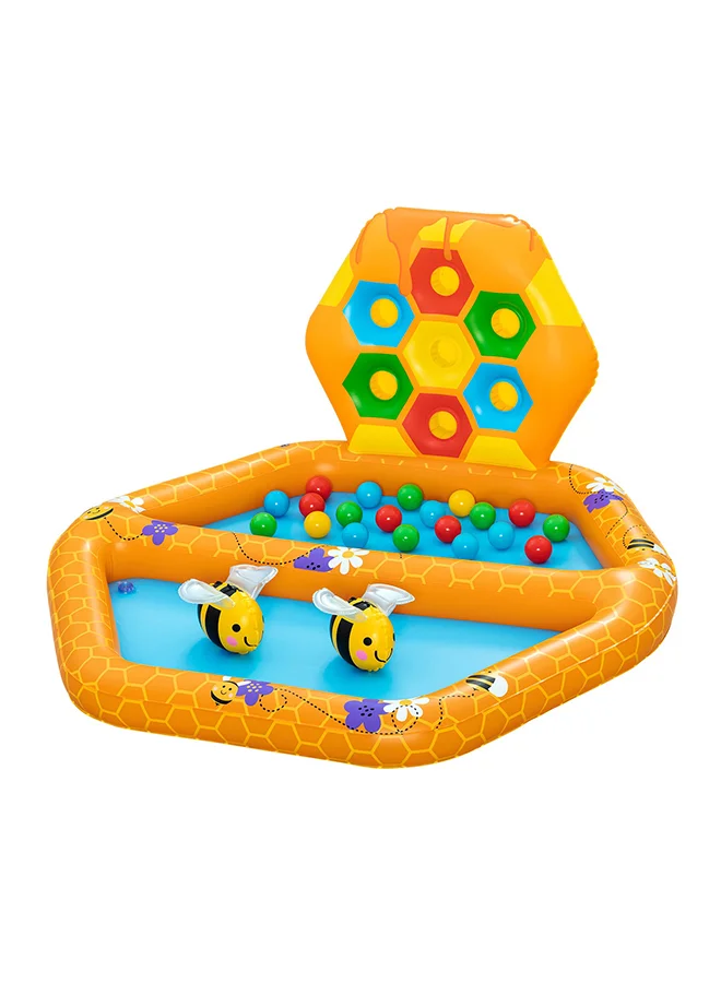 Bestway Bestway, Lil' Beehive Baby Pool & Ball Pit for Toddlers, Inflatable Kids Play Pool with 20 Play Balls, 2 Bee Toys, Repair Patch, Indoor Outdoor Activity Center, 1.27mx1.19mx61cm