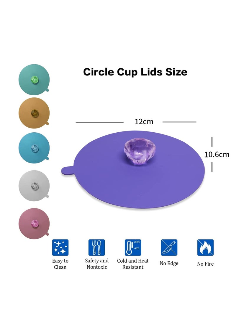 Excefore Silicone Cup Lids Creative Diamond Flexible Mug Cover Anti-dust Airtight Seal Cup Cover Heat Resistant Silicone Drink Hot Cup Lids in Bright Colors - Image 4