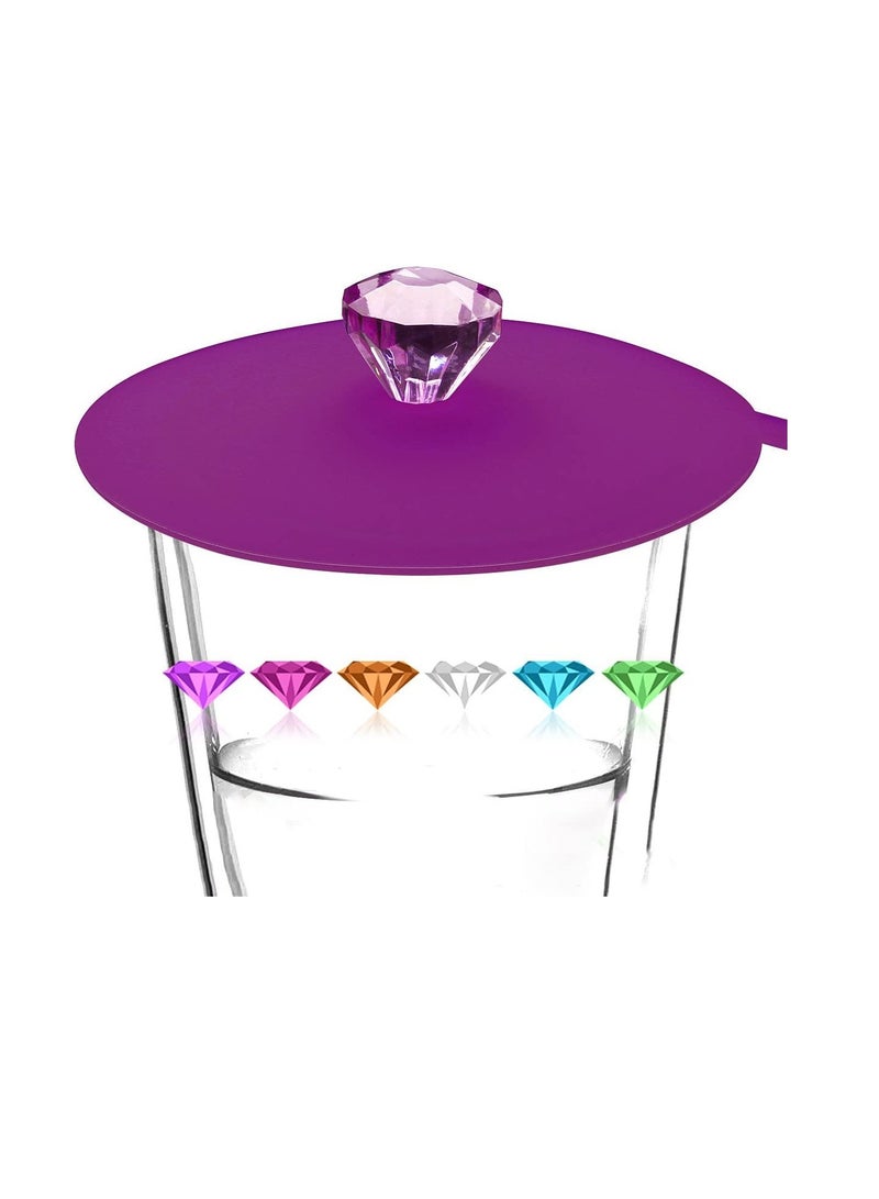 Excefore Silicone Cup Lids Creative Diamond Flexible Mug Cover Anti-dust Airtight Seal Cup Cover Heat Resistant Silicone Drink Hot Cup Lids in Bright Colors - Image 3