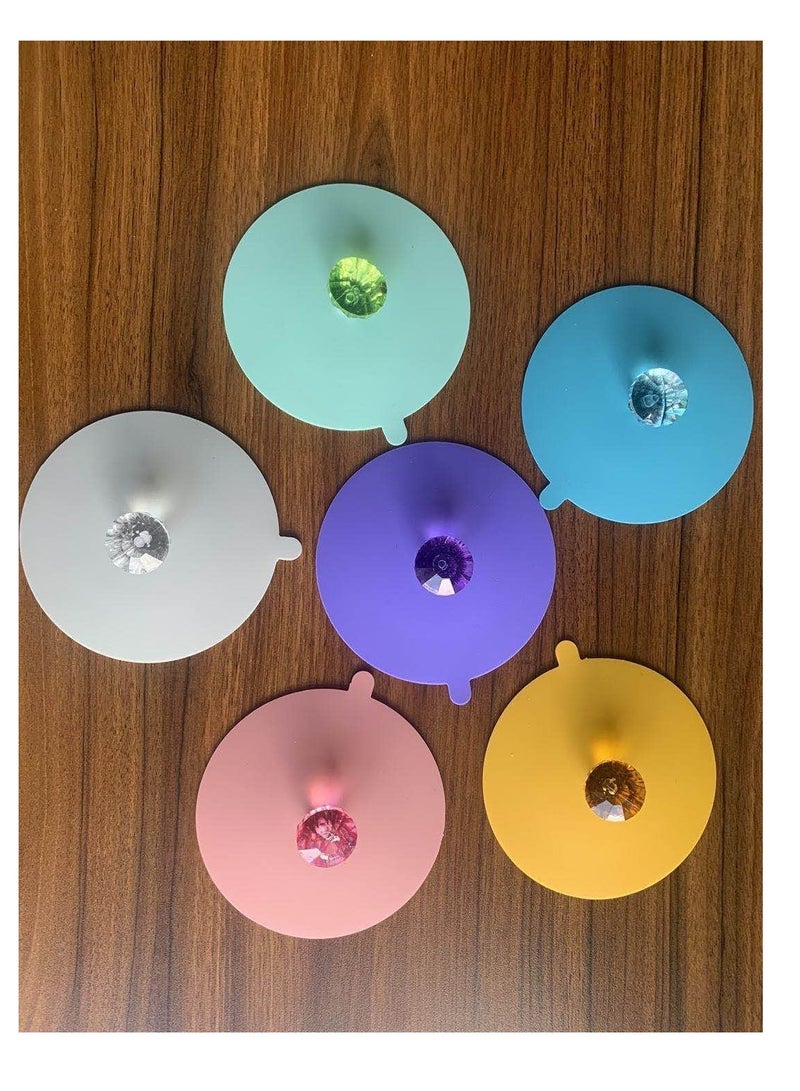 Excefore Silicone Cup Lids Creative Diamond Flexible Mug Cover Anti-dust Airtight Seal Cup Cover Heat Resistant Silicone Drink Hot Cup Lids in Bright Colors - Image 1