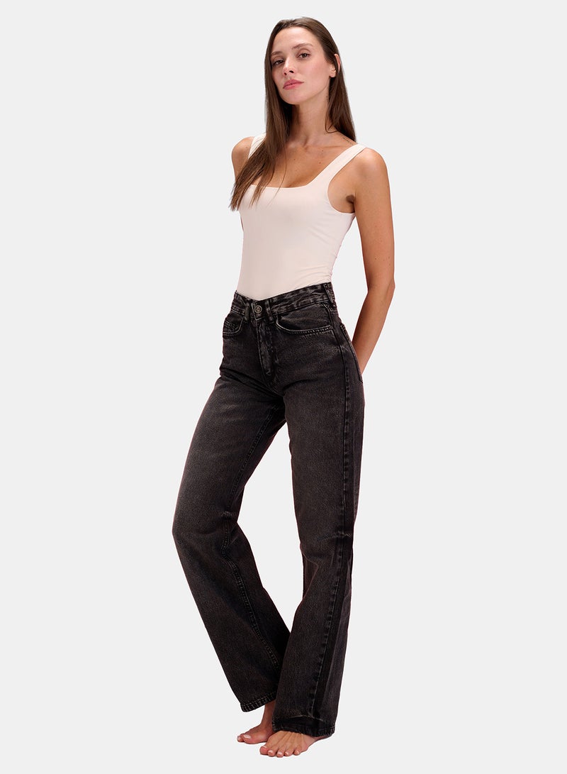 TGS Dark Grey Wide Leg Women Jeans - Image 1