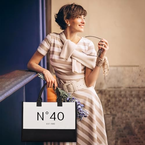 Lamyba 40th Birthday Gifts for Women 1986 Birthday Gift Set with Tote Bag Makeup Pouch Back in 1986 Poster No 40 Gift for Her - Image 3
