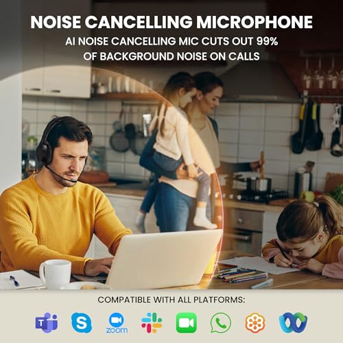 Back Bay Audio ClearCall 70 - Bluetooth Headphones with Microphone + Removable Boom Mic - Work Head Phones Wireless Bluetooth, Over Ear Headphones for Work from Home, Headset for Laptop - Image 2