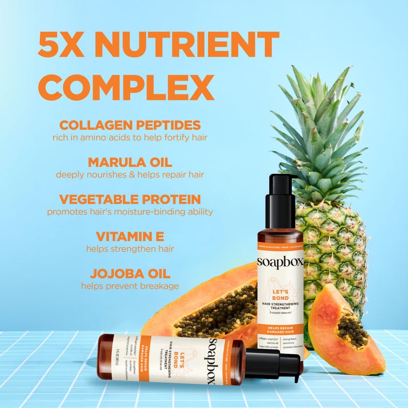 Soapbox Let's Bond Hair Treatment with Collagen Peptides - Repair Damaged Hair, Prevent Breakage, Nourish & Strengthen Fine, Frizzy Hair, Paraben Free & Color Safe, 5oz - Image 5