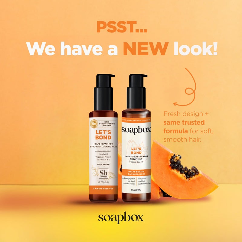 Soapbox Let's Bond Hair Treatment with Collagen Peptides - Repair Damaged Hair, Prevent Breakage, Nourish & Strengthen Fine, Frizzy Hair, Paraben Free & Color Safe, 5oz - Image 3