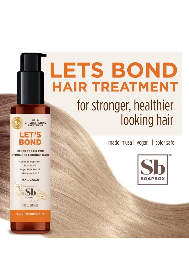Soapbox - Soapbox Let's Bond Hair Treatment with Collagen Peptides - Repair Damaged Hair, Prevent Breakage, Nourish & Strengthen Fine, Frizzy Hair, Paraben Free & Color Safe, 5oz - Image 1
