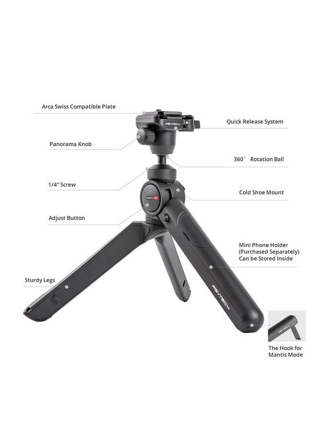 PGYTECH MANTISPOD 2.0 Mini Camera & Cell Phone Vlogging Tripod | 6 Modes Small Travel Flexible DSLR Pocket Stand | Video Vlog Desktop Shooting Selfie Mount  - Image 2