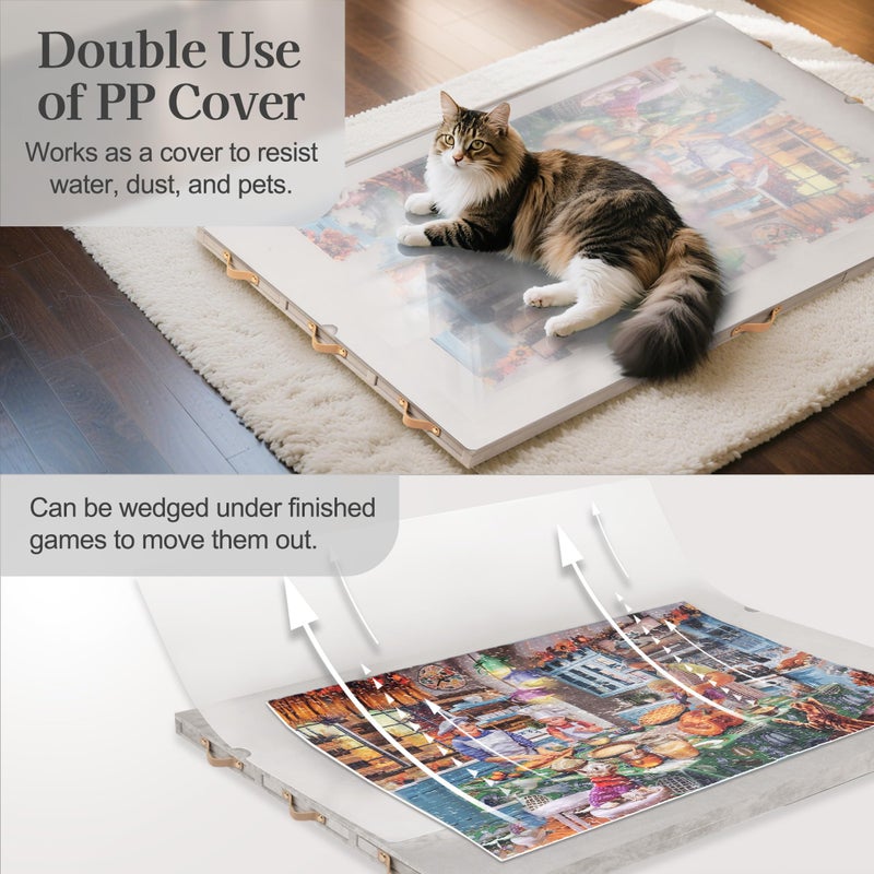 Tektalk Flannelette Covered Jigsaw Puzzle Table with Integrated Adjustable Stand & Cover, 3-Tilting-Angle Wooden Plateau Portable Puzzle Board with 6 Sorting Drawers, for Up to 1500 Pieces - Gray - Image 3