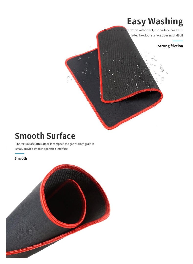 X-Large Gaming Mouse Pad - 78x30cm Extended Desk Mat, Anti-Slip Rubber Base with Stitched Edges, Smooth Surface for Keyboard & Mouse - Red & Black